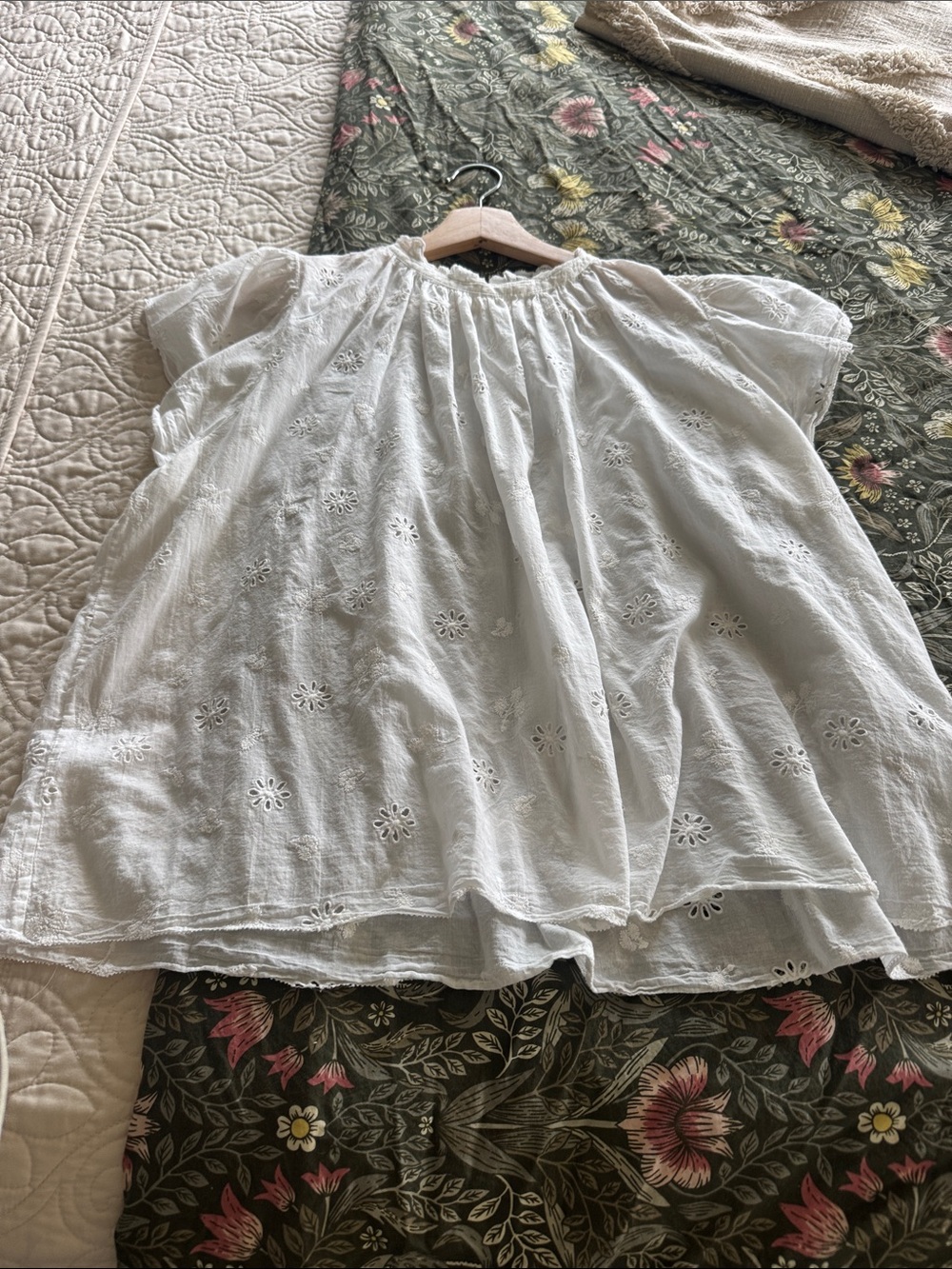 Anthropologie White Eyelet Cotton Crop Top